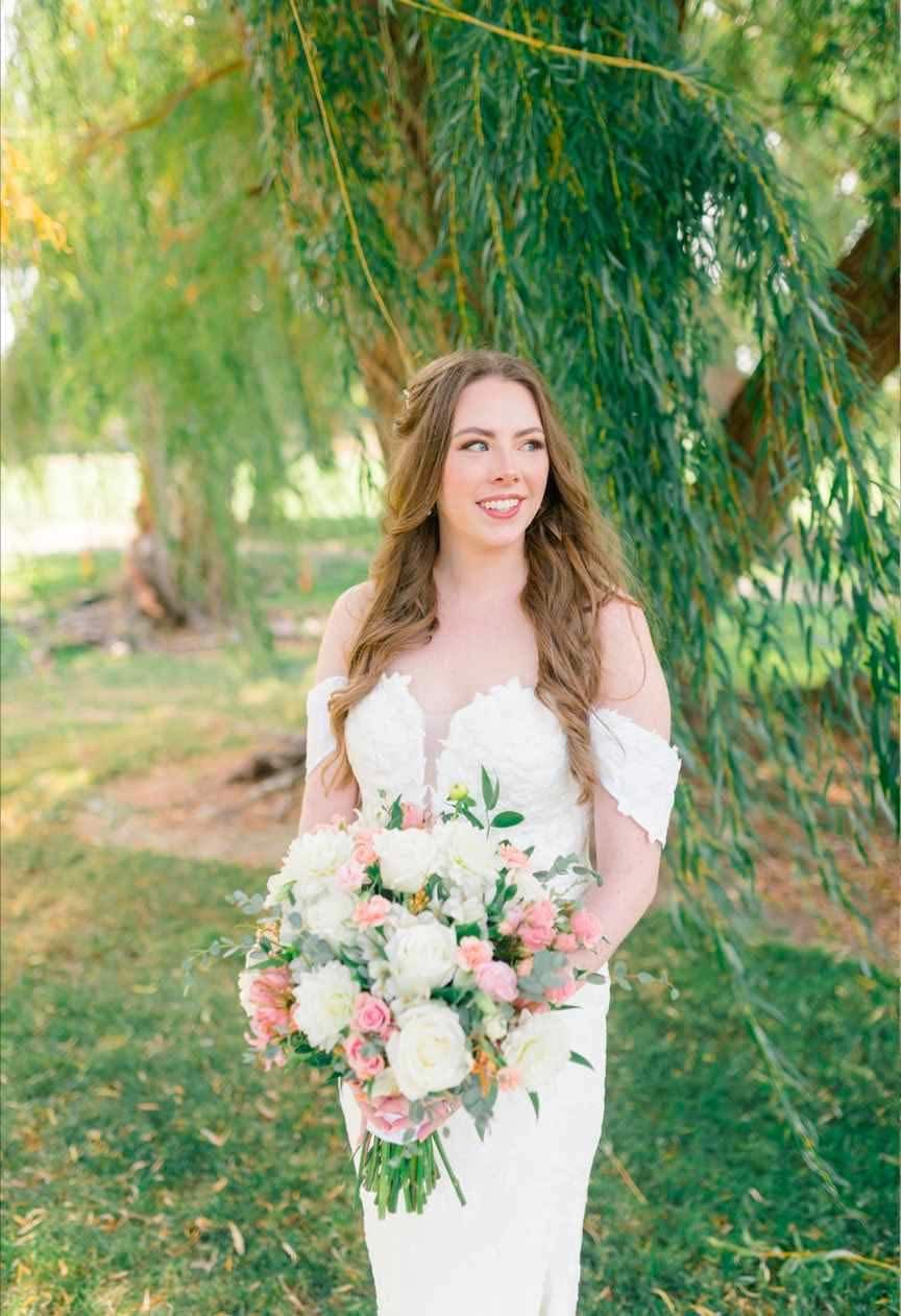 Bride holding a floral bouquet